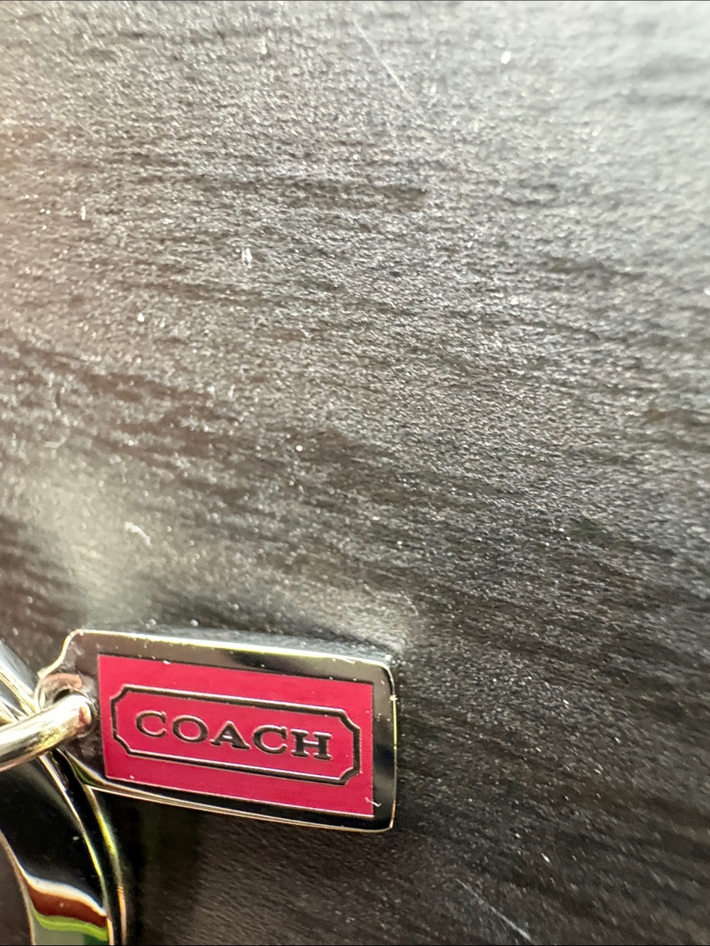 Coach Deep Red and Silver Locket Signature Heart Keyring - Picture 4 of 5